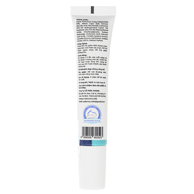 Gel Azderma Zincerra Acne giảm mụn sưng viêm tuýp 15g - 8